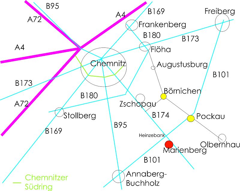 straßenkarte chemnitz marienberg